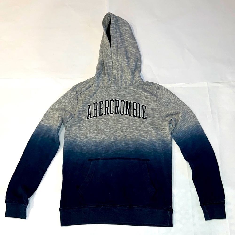 abercrombie kids Size 11/12 Grey and Blue Hoodie Sweatshirt Front Pockets